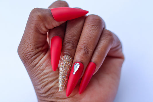 Red Glam Press-on nails