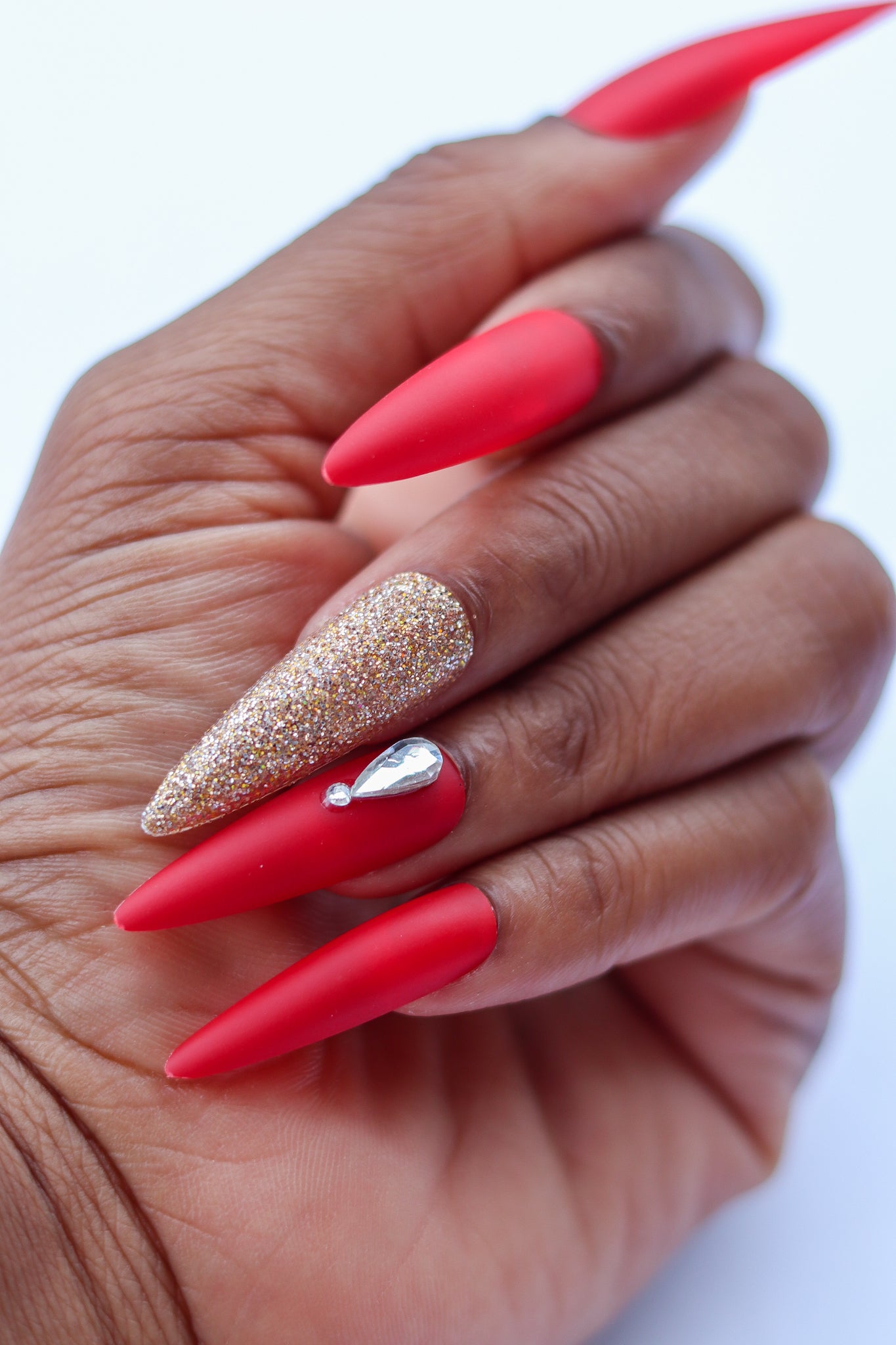 Red Glam Press-on nails